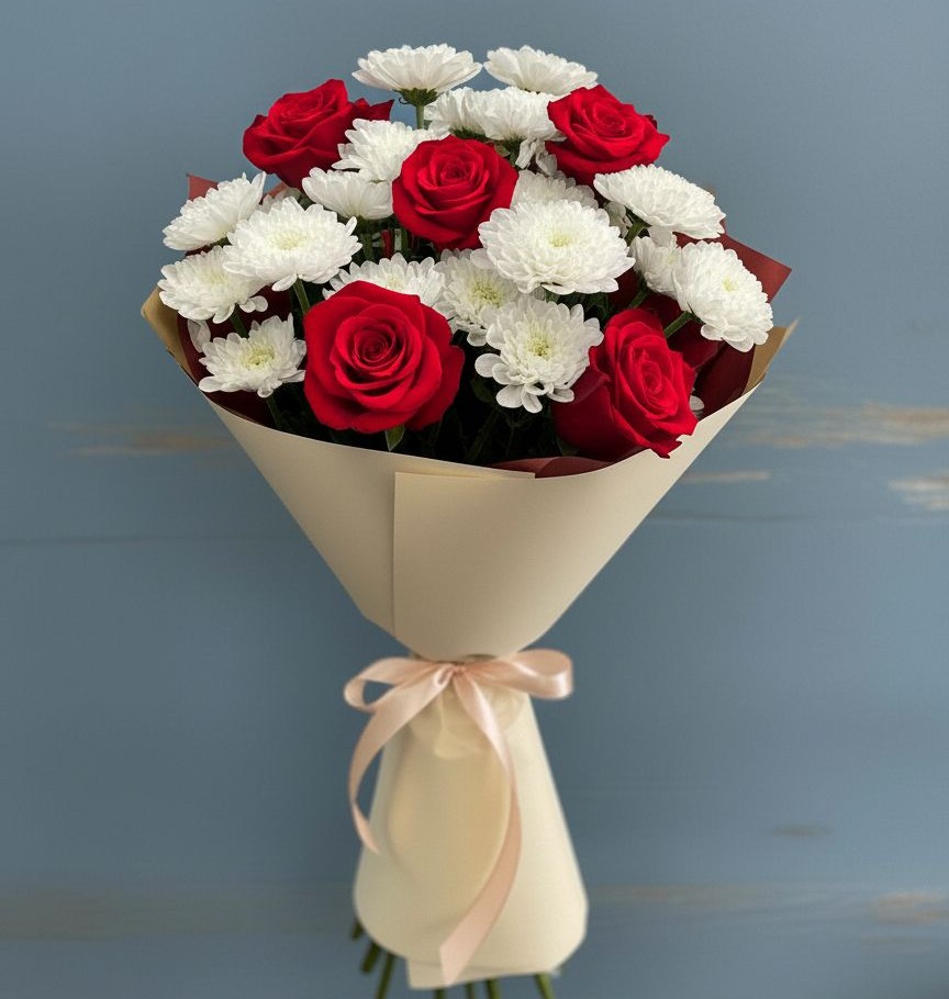 Букет цветов из: Розы и Хризантемы в Лисках