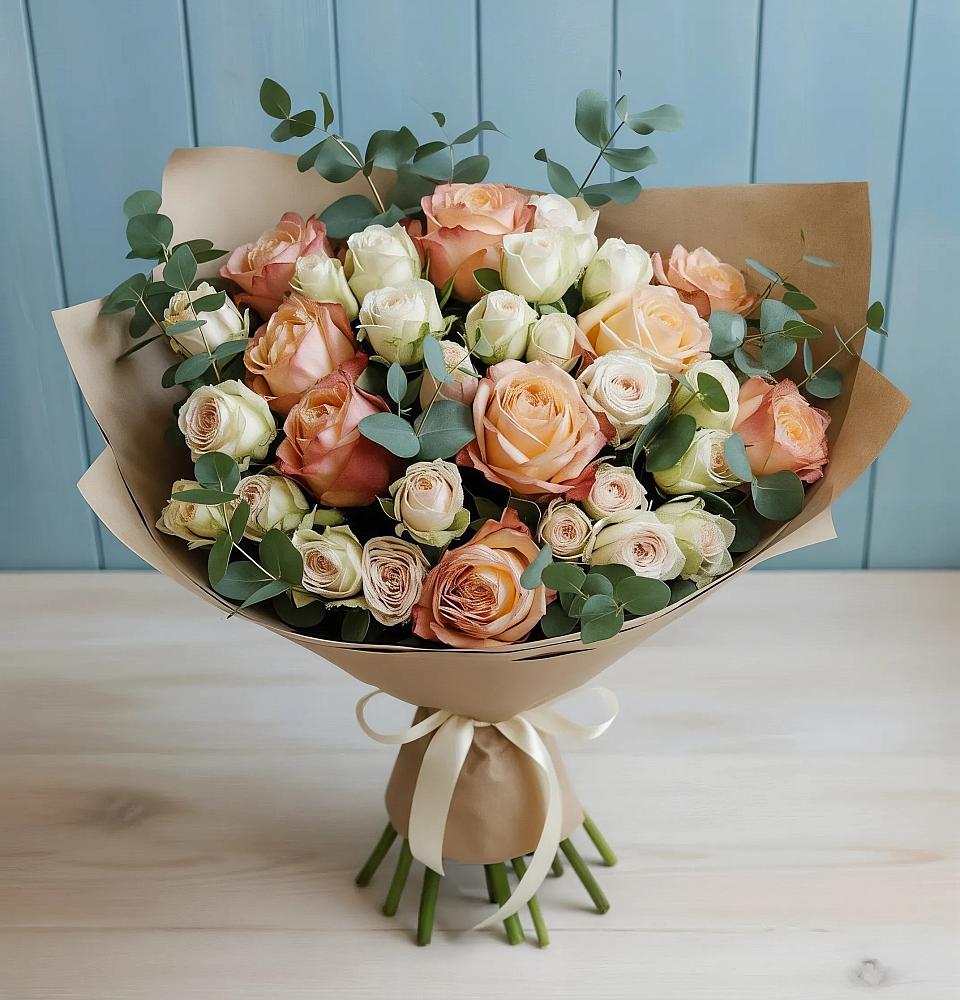 Букет цветов из: Альстромерии и Розы в Лисках