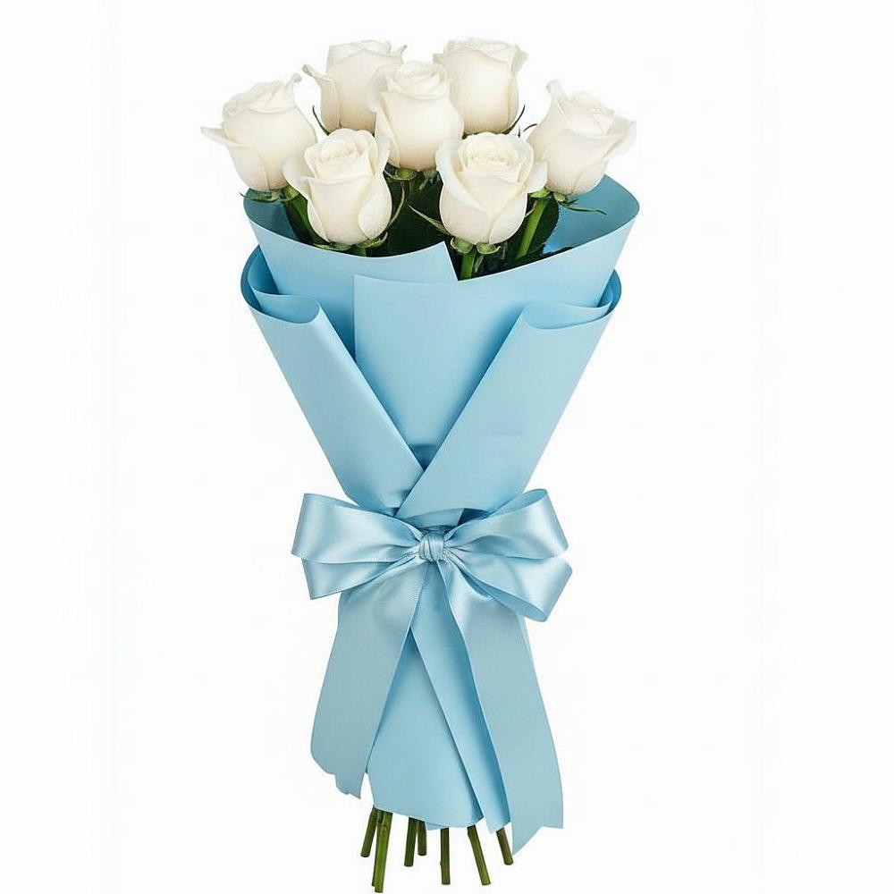 Букет 7 белых роз Проуд в Лисках