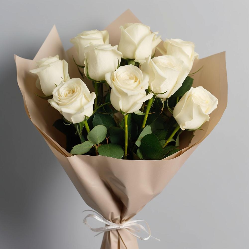 Букет 9 Белых роз Эдлесс Лав в Лисках