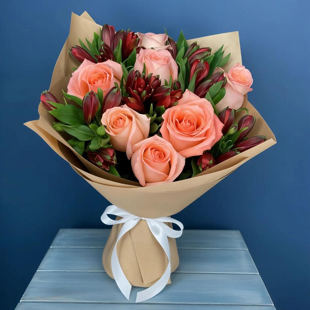 Букет цветов из: Розы и Альстромерии в Лисках