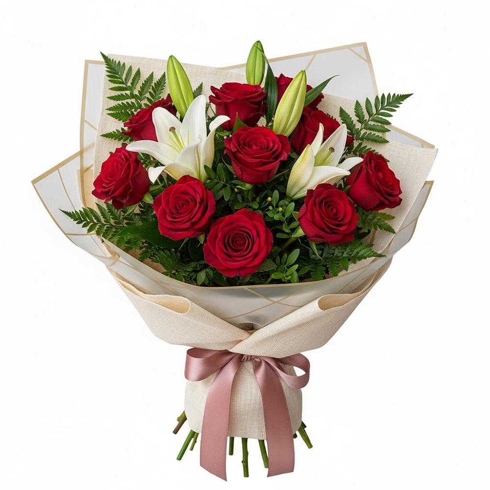 Букет цветов из: Лилии и Розы в Лисках