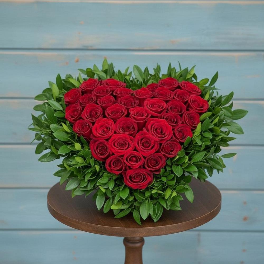 Цветочная композиция из Розы в виде сердца в Лисках