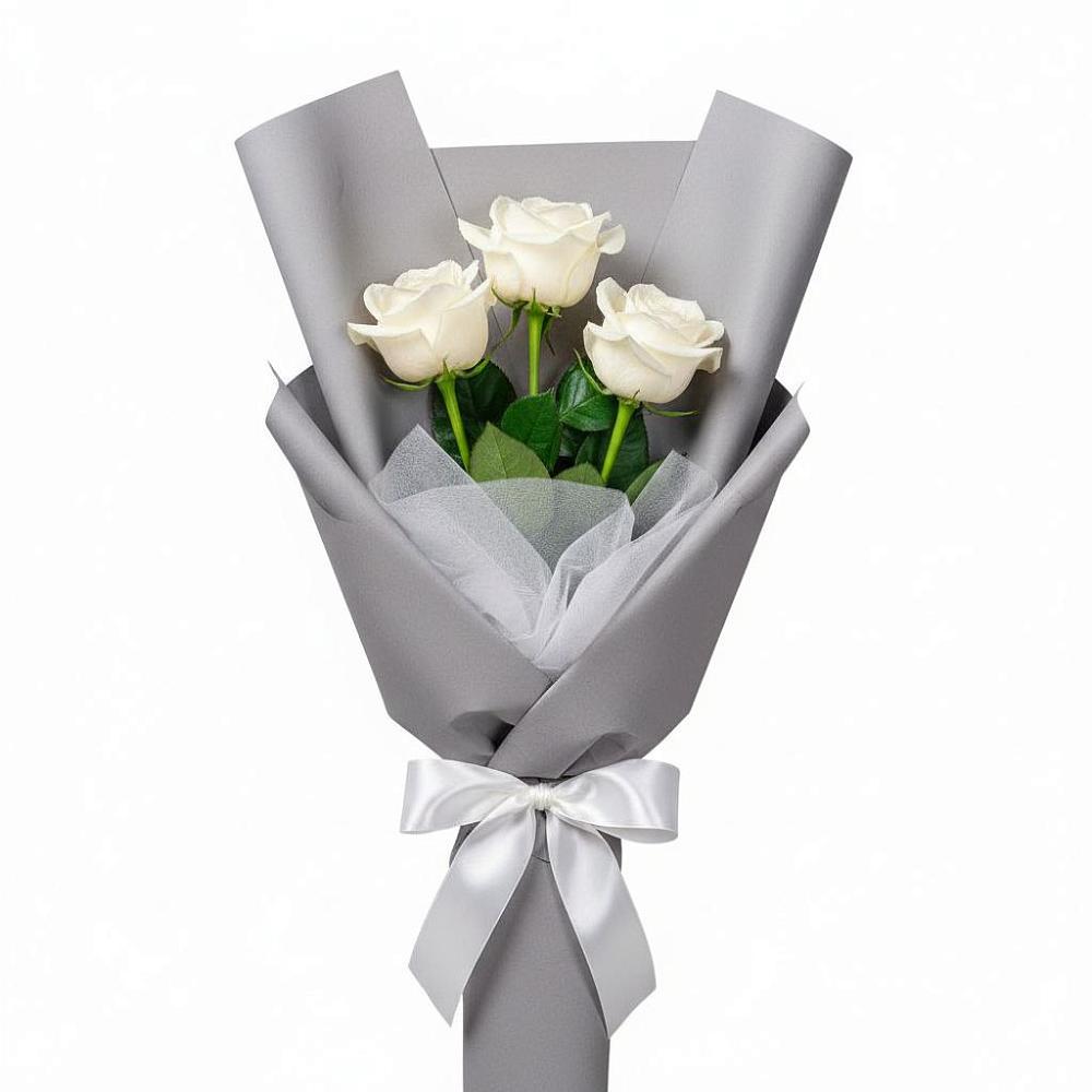 Букет 3 белые розы в Лисках