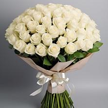 Букет 101 беля роза Белоснежка в Лисках