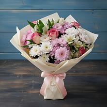 Букет цветов из:  Хризантемы, Альстромерии и Розы в Лисках