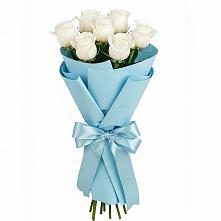 Букет 7 белых роз Проуд в Лисках