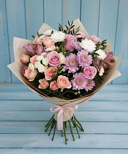 Букет цветов из:  Хризантемы, Розы и Альстромерии в Лисках