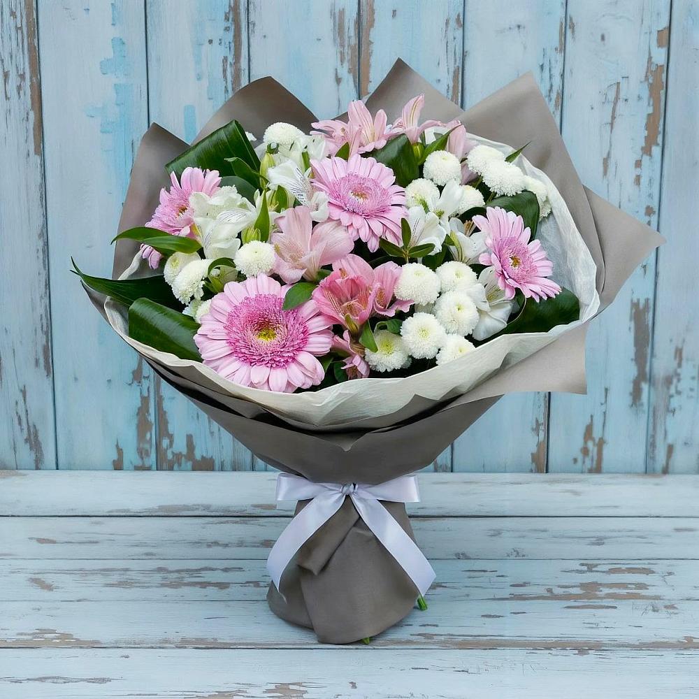 Букет цветов из: Герберы, Альстромерии и Хризантемы в Лисках