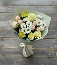 Букет цветов из:  Альстромерии, Розы и Хризантемы в Лисках