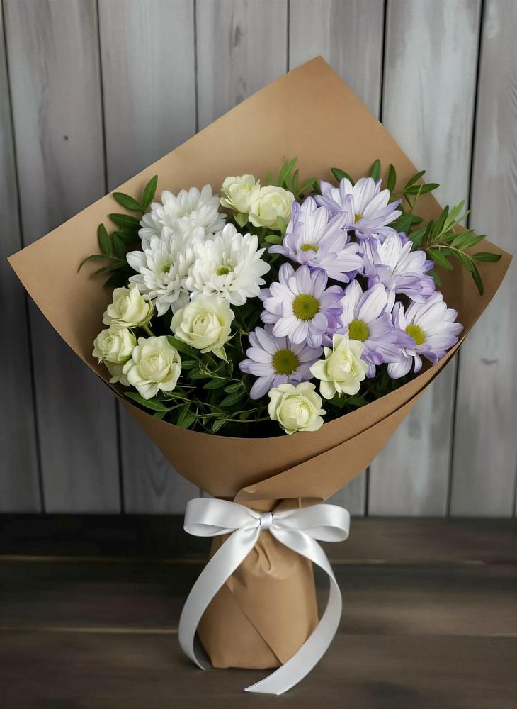 Букет цветов из: Хризантемы и Розы в Лисках